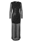 Slfnoel Ls Ankle Sequins Dress B Maxikjole Festkjole Black Selected Fe...