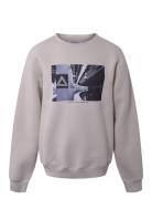 Crew Neck W/Print Tops Sweatshirts & Hoodies Sweatshirts White Hound