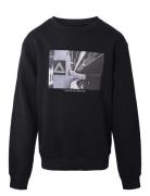 Crew Neck W/Print Tops Sweatshirts & Hoodies Sweatshirts Black Hound