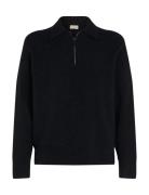 Warm Texture Polo Ls Sweater Tops Knitwear Half Zip Jumpers Black Calv...