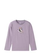 Printed Longsleeve Tops T-shirts Long-sleeved T-Skjorte Purple Tom Tai...