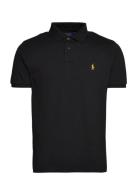 Custom Slim Plaid-Trim Mesh Polo Shirt Tops Polos Short-sleeved Black ...