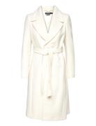 Belted Wool-Blend Wrap Coat Uldfrakke Frakke Cream Lauren Ralph Lauren