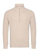 Slhrodney Ls High Neck Half Zip W Tops Knitwear Half Zip Jumpers Cream...