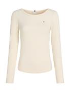 Slim 5X2 Rib O-Nk Ls Tops Knitwear Jumpers Cream Tommy Hilfiger