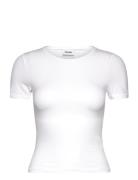 Slim Fitted T-Shirt Tops T-shirts & Tops Short-sleeved White Weekday