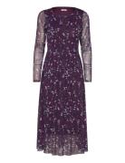 Printed Mesh Dress Knælang Kjole Purple Tom Tailor