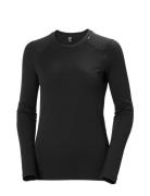 W Lifa Merino Midweight Crew Sport Base Layer Tops Black Helly Hansen