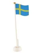 Wooden Flag, Swedish Home Kids Decor Party Supplies Blue Magni Toys