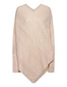 Crholiday Knit Poncho Tops Knitwear Ponchos Beige Cream