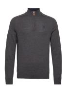 Merino John Zip Designers Knitwear Half Zip Jumpers Grey Morris