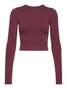 Onproob Ls Crop Seam Top Sport Crop Tops Long-sleeved Crop Tops Burgun...