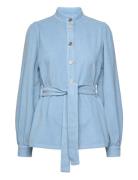 Corduroy Shirt With Belt Designers Shirts Long-sleeved Blue Stella Nov...