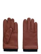 Cashmere Lined Leather Gloves Accessories Gloves Finger Gloves Brown G...