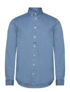 Cfanton Bd Ls Denim Chambray Shirt Tops Shirts Denim Shirts Blue Casua...