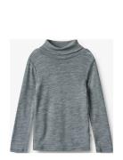 Wool T-Shirt Roll Neck Aksel Tops T-shirts Turtleneck Grey Wheat