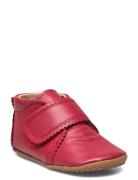 Beginners? Velcro Scallops Shoes Pre-walkers - Beginner Shoes  Red Pom...