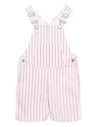 Striped Cotton Dungarees Bottoms Dungarees Red Mango