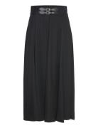 Buckle-Trim Twill Midi Skirt Skirts Knee-length & Midi Skirts Black La...