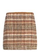 Rodebjer Seine Brushed Check Skirts Short Skirts Brown RODEBJER