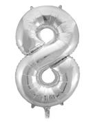Foil Balloon Number 8 Silver 86 Cm Home Kids Decor Party Supplies Silv...