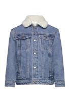 Shearling Denim Jacket Outerwear Jackets & Coats Denim & Corduroy Blue...