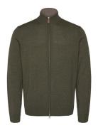 Merino Zip Cardigan Designers Knitwear Half Zip Jumpers Khaki Green Mo...