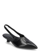Eros Leather Pumps Shoes Sling Backs Heeled Slingbacks Black ALOHAS