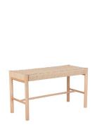 Asta - Bench In Poplar Wood And Woven Seat, Nature, 35X80X45 Cm Home F...