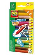 Triangular Grip Colouring Pencils 16 Pieces Toys Creativity Drawing & ...