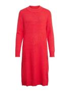 Viril Crew Neck L/S Midi Dress - Noos Knælang Kjole Red Vila