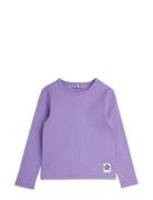 Solid Rib Ls Tee Tops T-shirts Long-sleeved T-Skjorte Purple Mini Rodi...