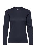 W Hh Tech Crew Ls Sport Base Layer Tops Blue Helly Hansen