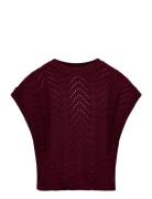 Knit Needle Out Vest Tops Vests Burgundy Müsli By Green Cotton