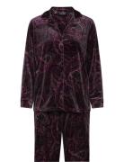 Lrl L/S Notch Collar Long Pant Pj Set Pyjamas Nattøj Purple Lauren Ral...