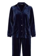 Lrl L/S Notch Collar Long Pant Pj Set Pyjamas Nattøj Navy Lauren Ralph...