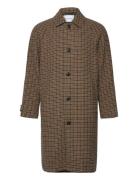 Michael Houndstooth Wool Coat 3.0 Uldfrakke Frakke Brown Les Deux