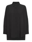 Caprina Crepe Ls Button Shirt Tops Shirts Long-sleeved Black French Co...