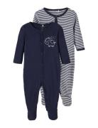 Nbnnightsuit 2P W/F Y/D Core Noos Pyjamas Sie Jumpsuit Navy Name It