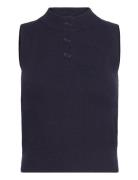 Knitted Gilet With Button Collar Vests Knitted Vests Navy Mango