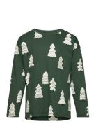 Top Ls Happy Tree Aop Tops T-shirts Long-sleeved T-Skjorte Green Linde...