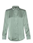 Classic Fit Satin Charmeuse Shirt Designers Shirts Long-sleeved Green ...