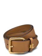 Logo-Keeper Leather Belt Bælte Beige Lauren Ralph Lauren