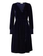 Aomi Wrap Dress Knælang Kjole Navy Rosemunde