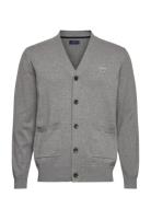 Classic Cotton V-Cardigan Tops Knitwear Cardigans Grey GANT