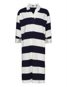 D1. Feminine Striped Rugger Dress Knælang Kjole Blue GANT