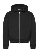 Scuba Zip Hoodie Tops Sweatshirts & Hoodies Hoodies Black Weekday