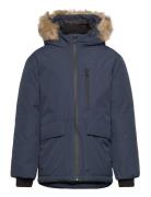 Hood Quilted Coat Outerwear Jackets & Coats Winter Jackets Navy Mango