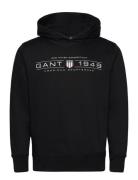 Graphic Hoodie Tops Sweatshirts & Hoodies Hoodies Black GANT