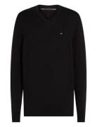 Essential Cotton V Neck Tops Knitwear V-necks Black Tommy Hilfiger